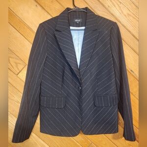 Willi Smith black pinstriped single button business blazer size 12 womens